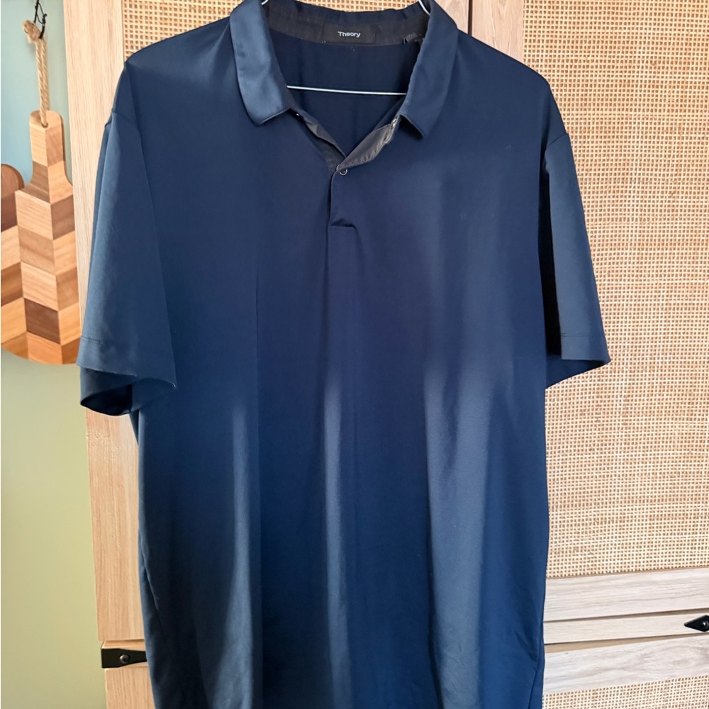 Theory Men's Navy Polo Shirt Size large